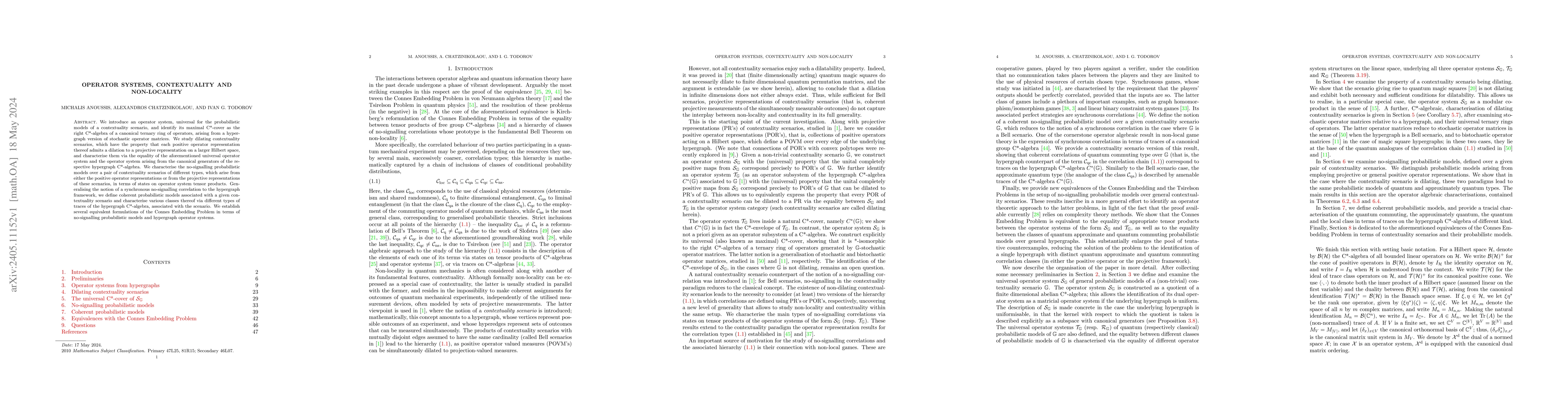 Thumbnail for Operator systems, contextuality and non-locality