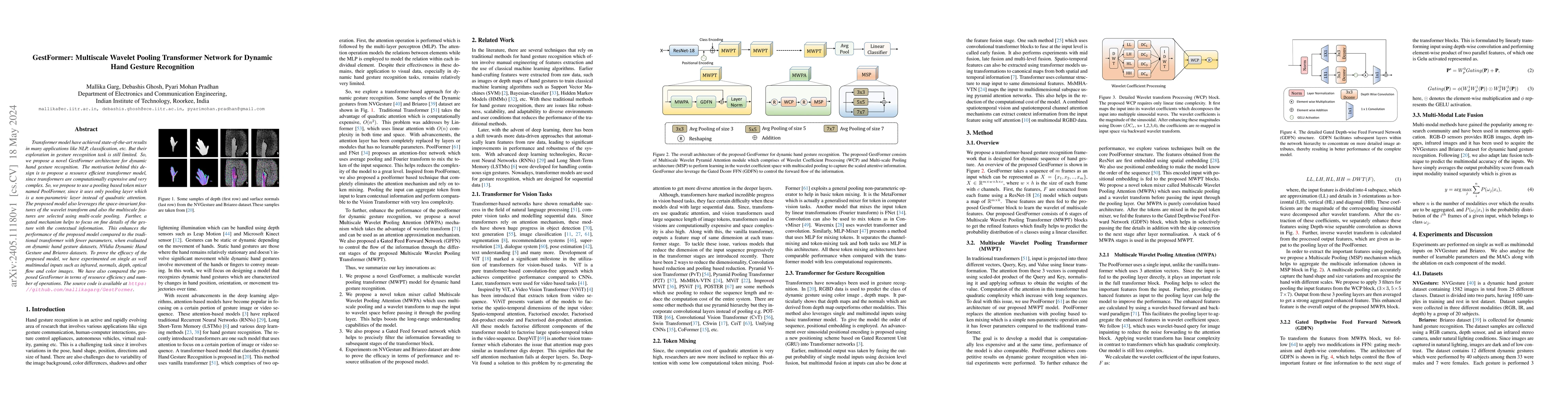 Thumbnail for GestFormer: Multiscale Wavelet Pooling Transformer Network for Dynamic
  Hand Gesture Recognition