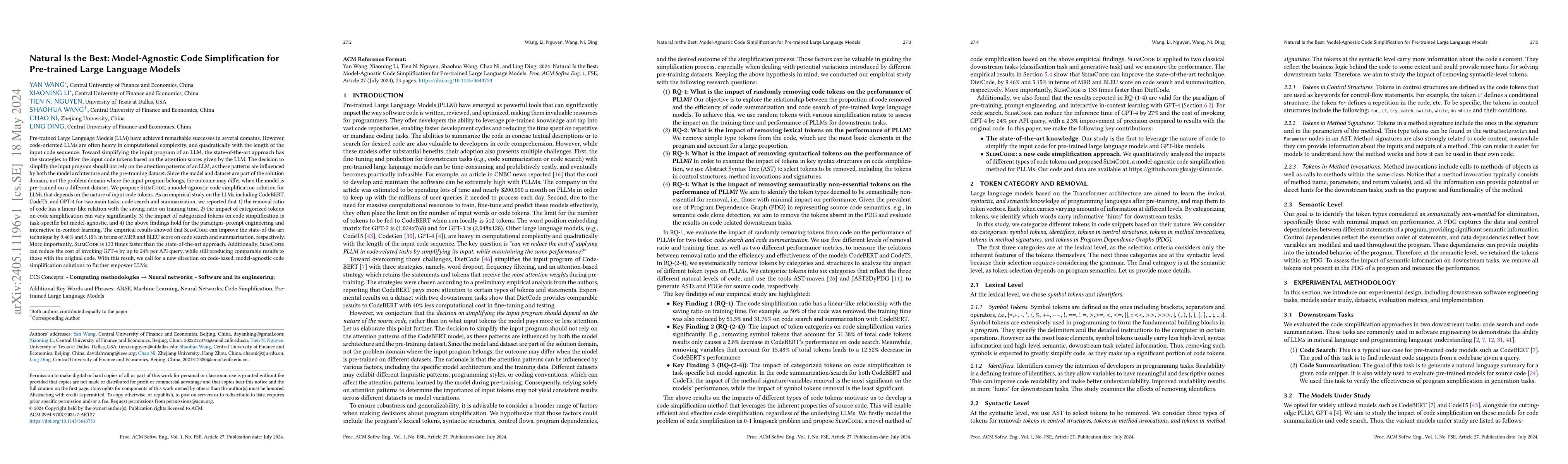 Thumbnail for Natural Is The Best: Model-Agnostic Code Simplification for Pre-trained
  Large Language Models