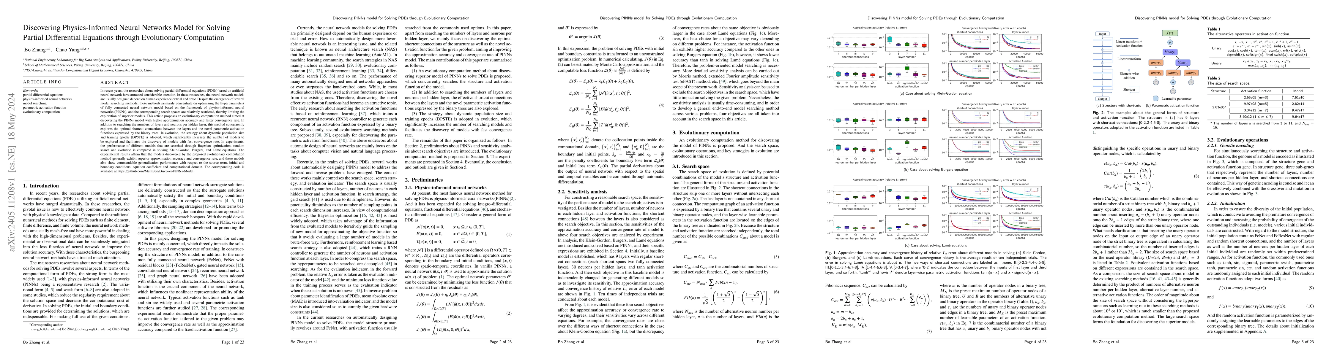 Thumbnail for Discovering Physics-Informed Neural Networks Model for Solving Partial
  Differential Equations through Evolutionary Computation