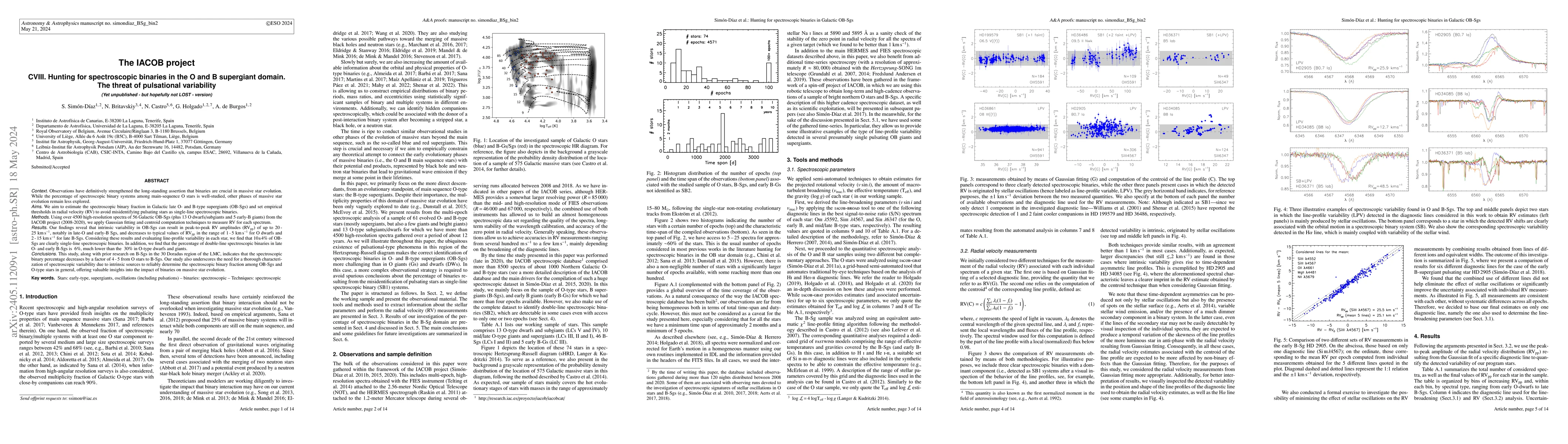 Thumbnail for The IACOB project: CVIII. Hunting for spectroscopic binaries in the O
  and B supergiant domain.The threat of pulsational variability