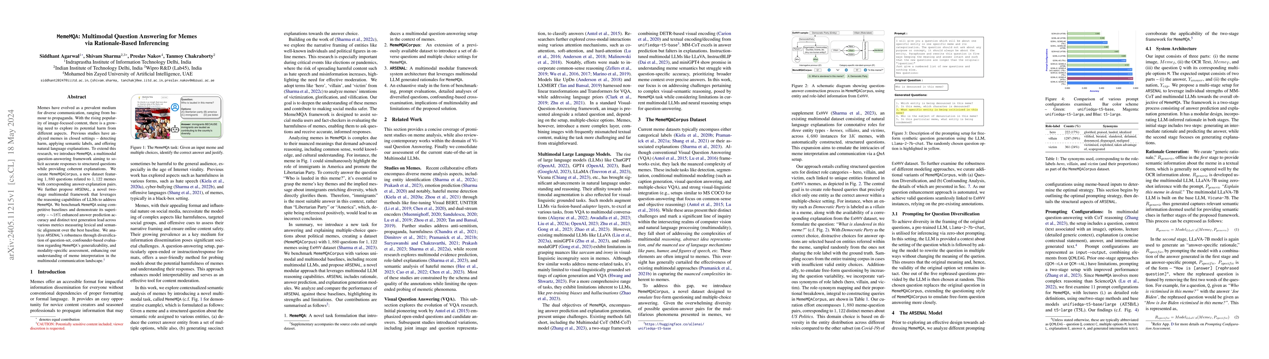 Thumbnail for MemeMQA: Multimodal Question Answering for Memes via Rationale-Based
  Inferencing