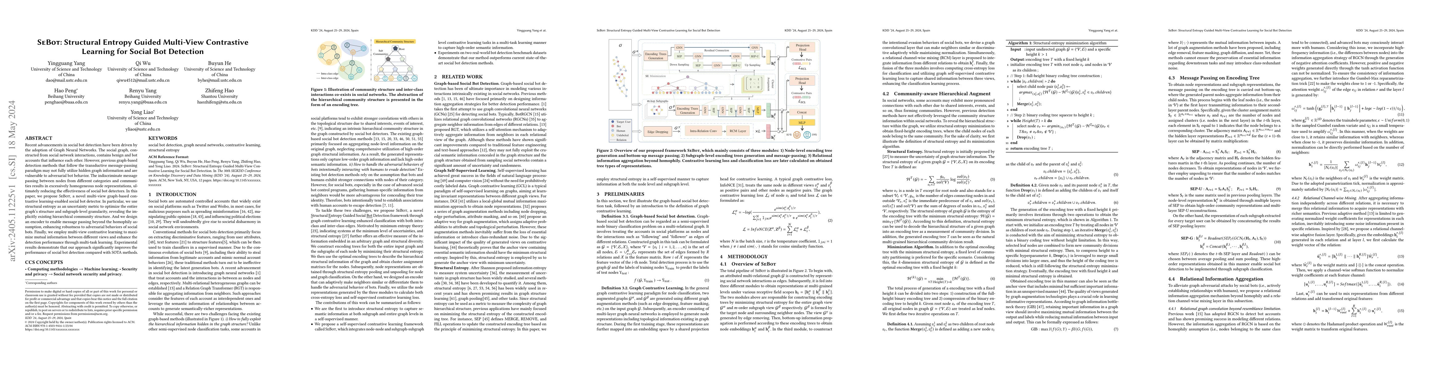 Thumbnail for SeBot: Structural Entropy Guided Multi-View Contrastive Learning for
  Social Bot Detection