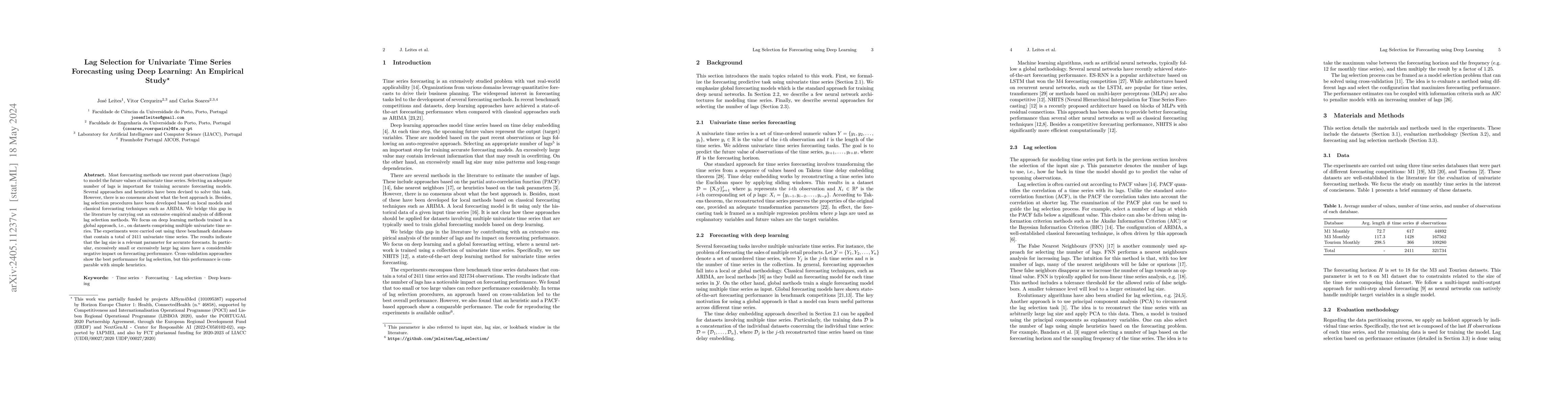 Thumbnail for Lag Selection for Univariate Time Series Forecasting using Deep
  Learning: An Empirical Study