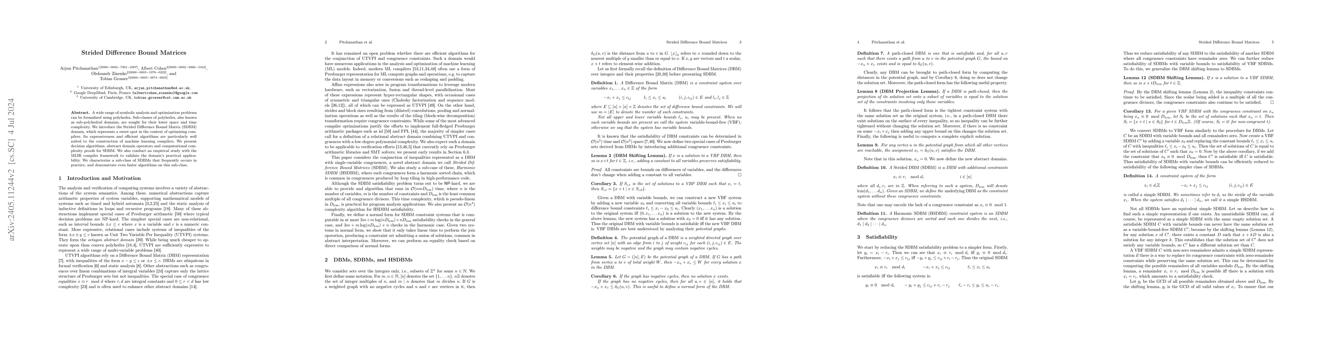 Thumbnail for Strided Difference Bound Matrices