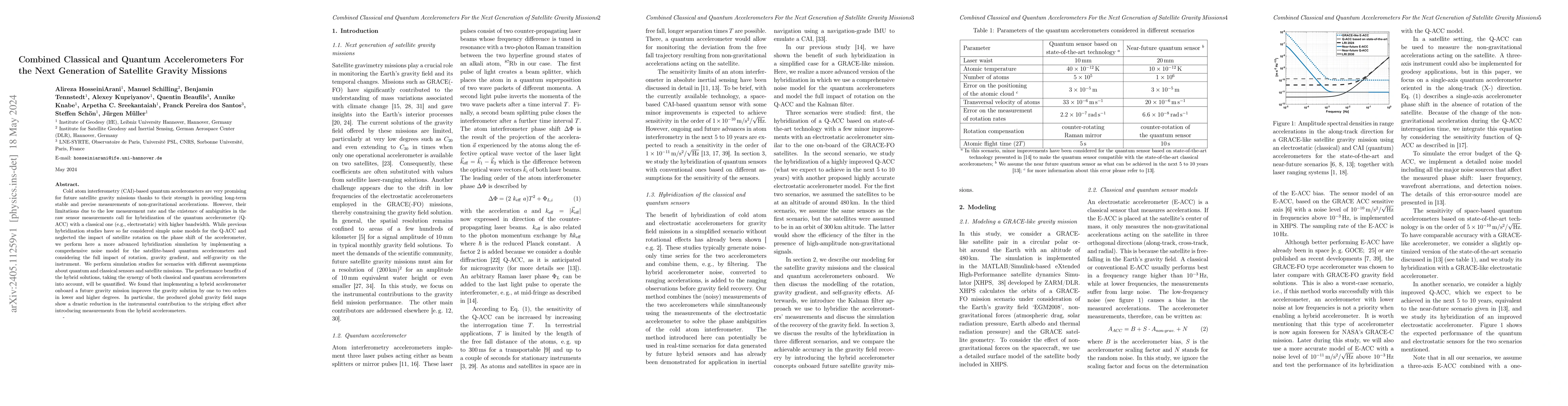 Thumbnail for Combined Classical and Quantum Accelerometers For the Next Generation of
  Satellite Gravity Missions