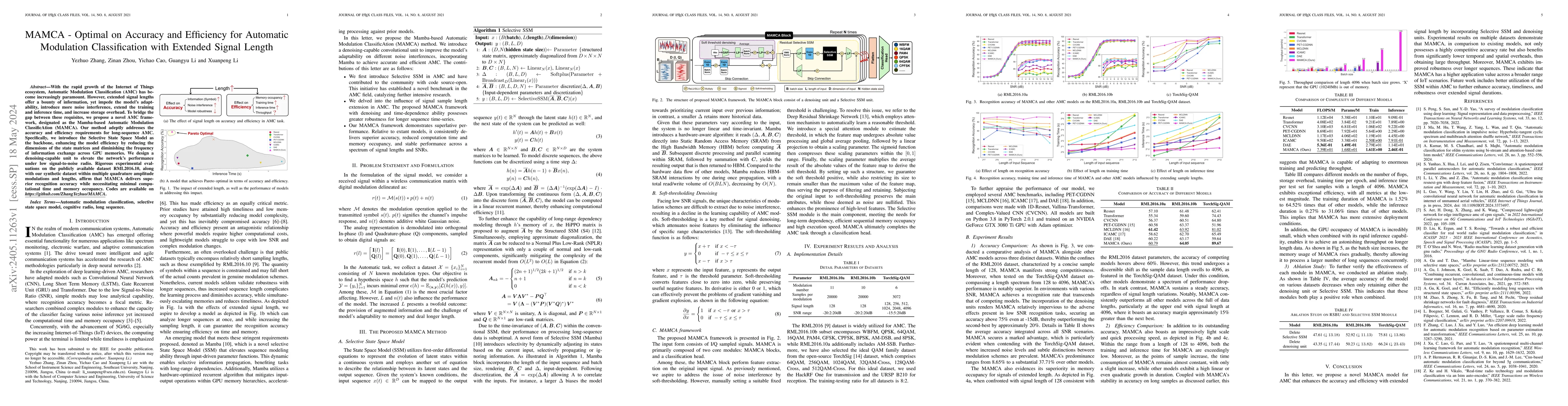 Thumbnail for MAMCA -- Optimal on Accuracy and Efficiency for Automatic Modulation
  Classification with Extended Signal Length