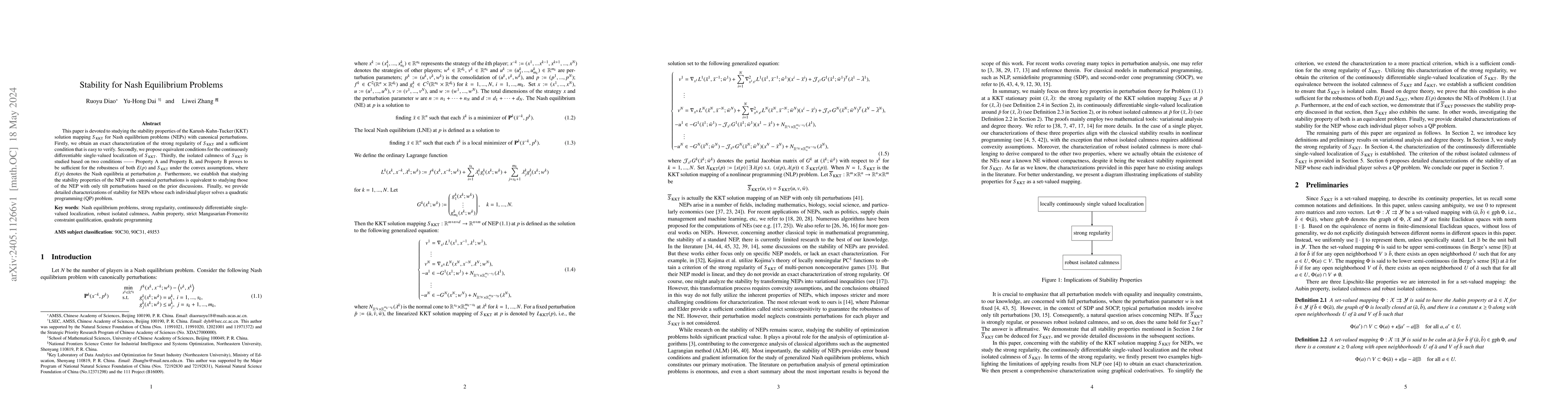 Thumbnail for Stability for Nash Equilibrium Problems
