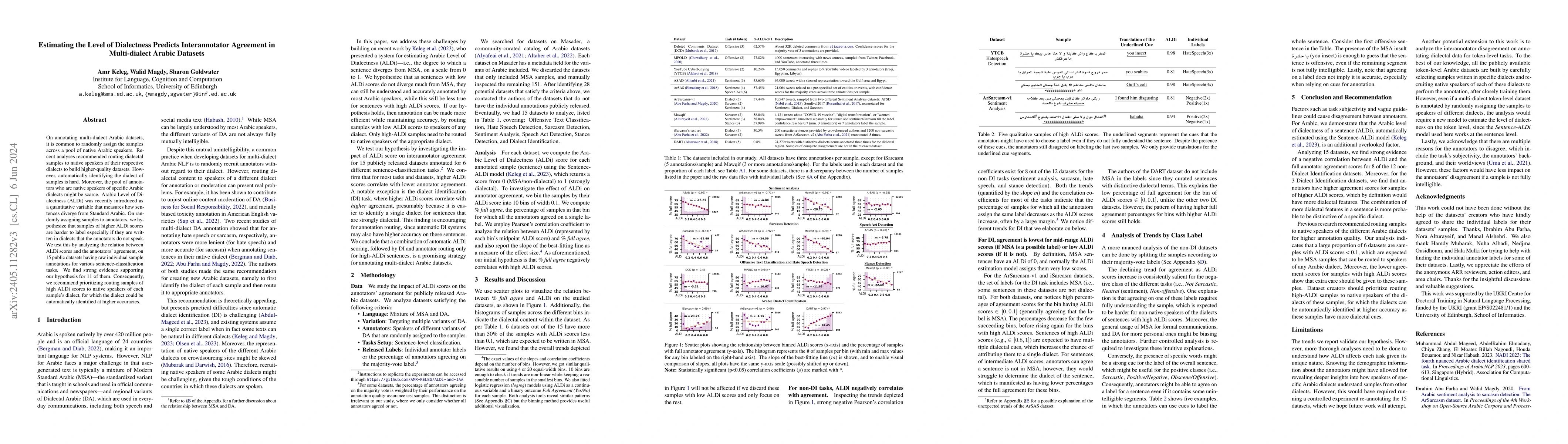 Thumbnail for Estimating the Level of Dialectness Predicts Interannotator Agreement in
  Multi-dialect Arabic Datasets