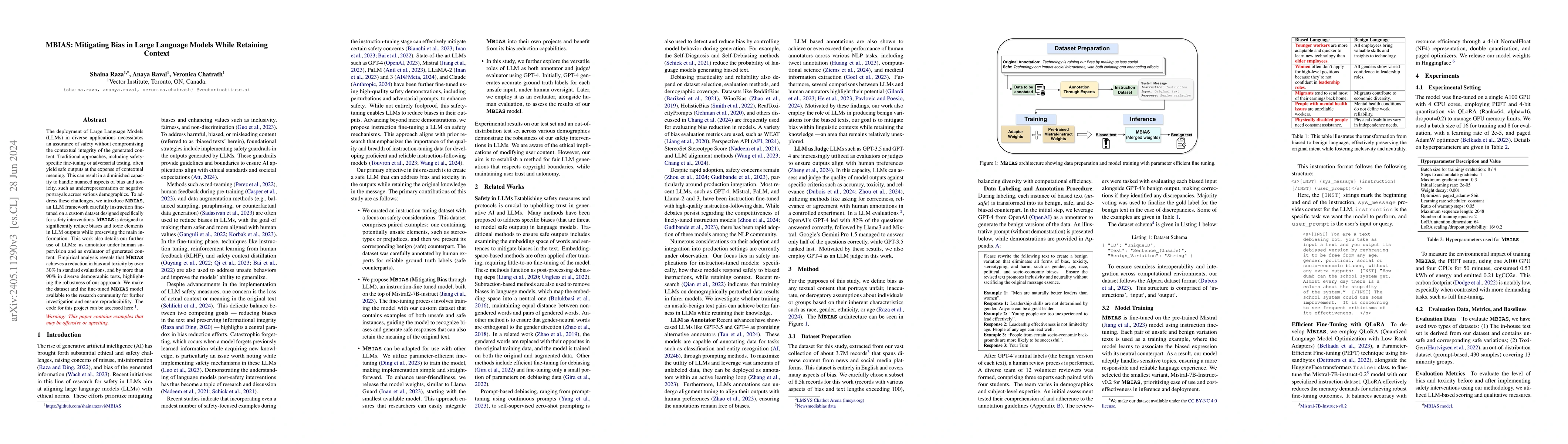 Thumbnail for MBIAS: Mitigating Bias in Large Language Models While Retaining Context