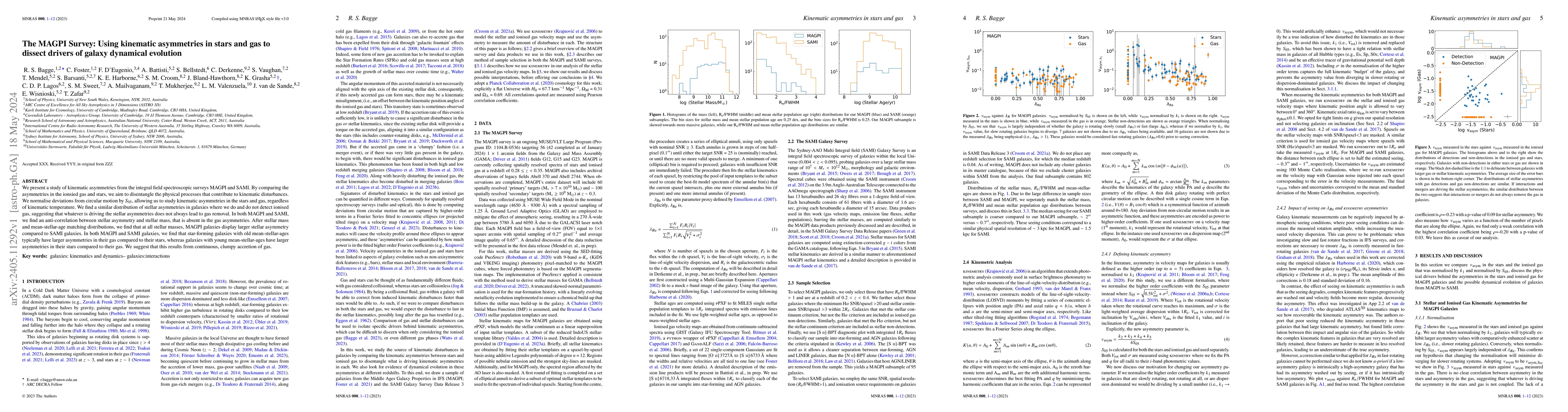 Thumbnail for The MAGPI Survey: Using kinematic asymmetries in stars and gas to
  dissect drivers of galaxy dynamical evolution
