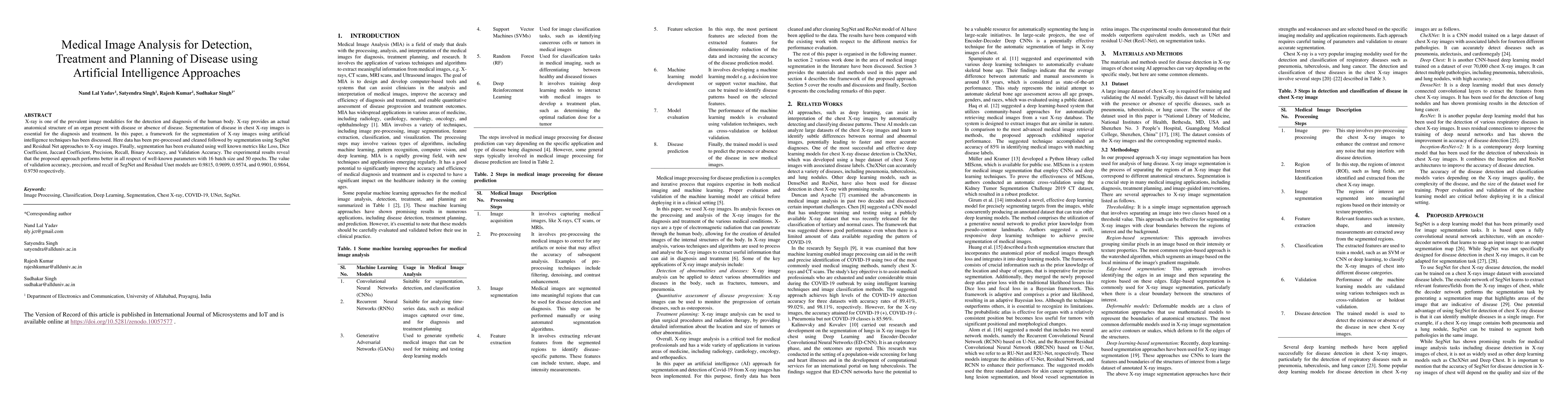 Thumbnail for Medical Image Analysis for Detection, Treatment and Planning of Disease
  using Artificial Intelligence Approaches