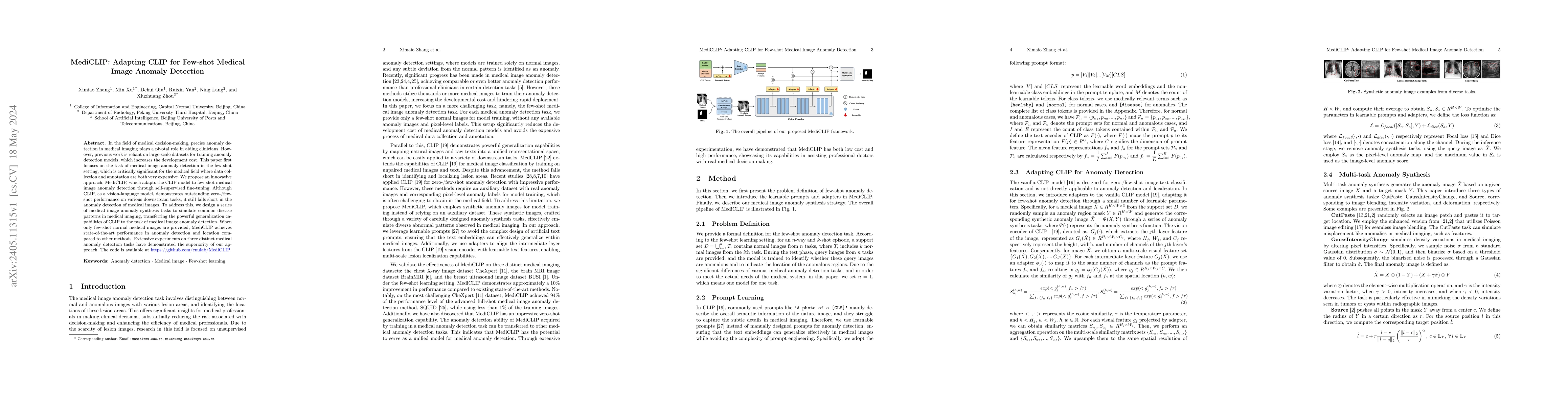 Thumbnail for MediCLIP: Adapting CLIP for Few-shot Medical Image Anomaly Detection