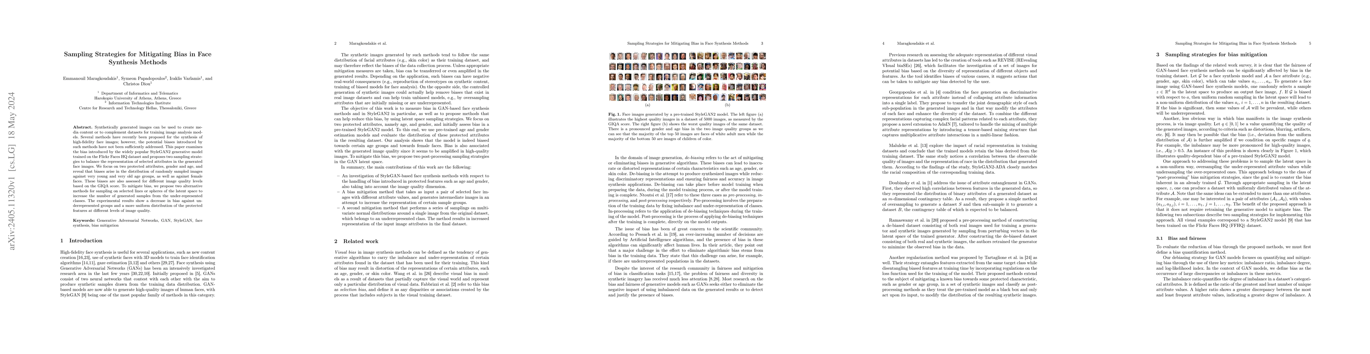 Thumbnail for Sampling Strategies for Mitigating Bias in Face Synthesis Methods