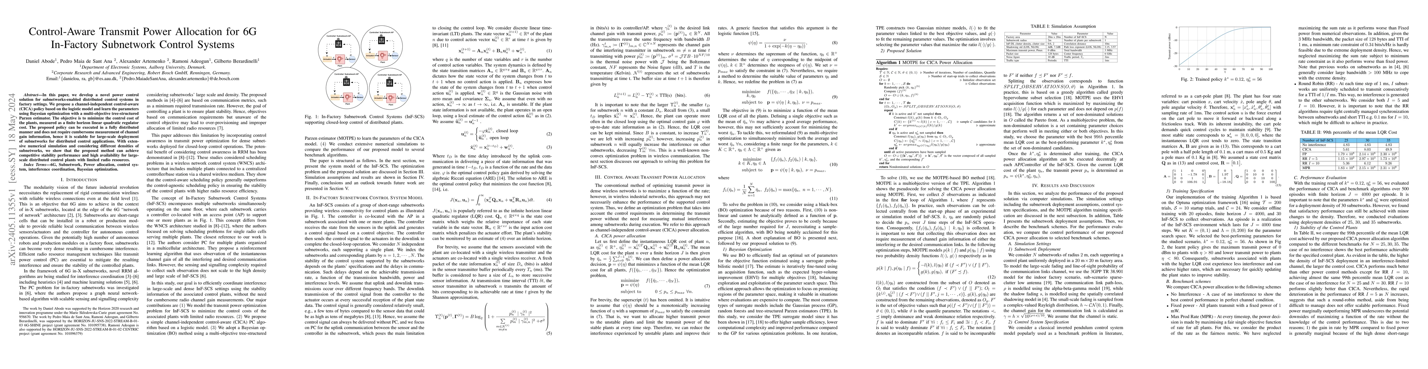 Thumbnail for Control-Aware Transmit Power Allocation for 6G In-Factory Subnetwork
  Control Systems