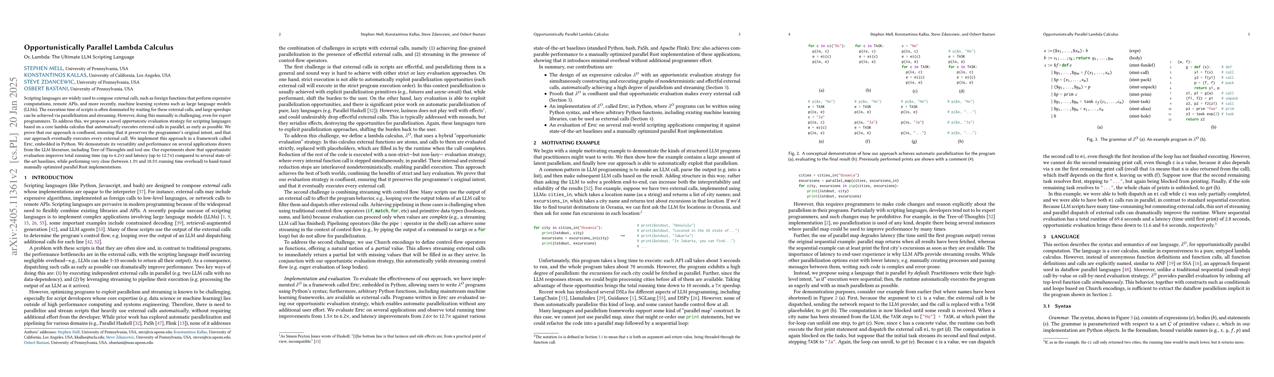 Thumbnail for An Opportunistically Parallel Lambda Calculus for Performant Composition
  of Large Language Models