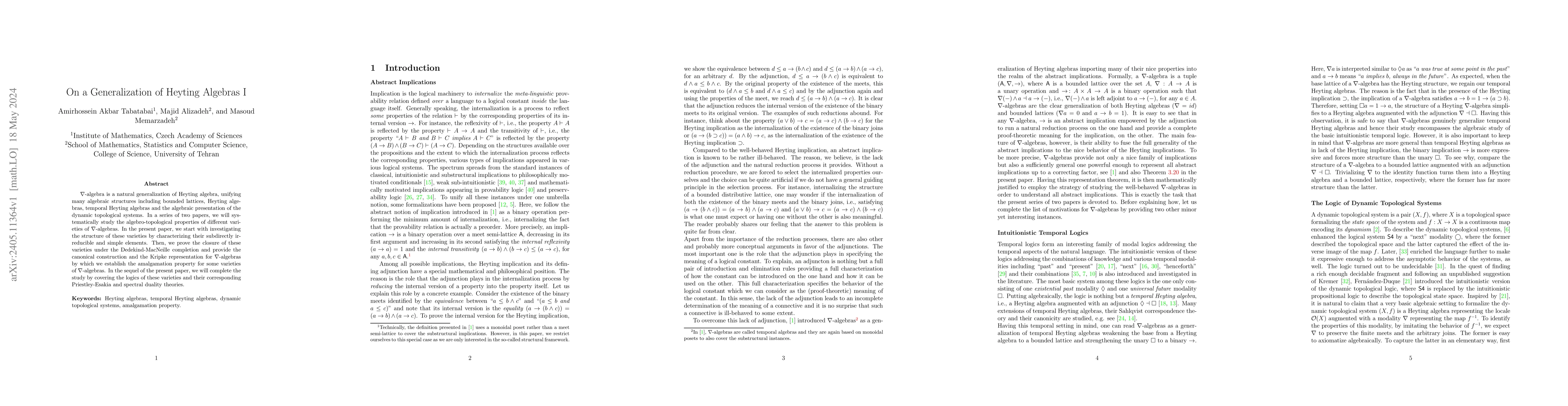 Thumbnail for On a Generalization of Heyting Algebras I