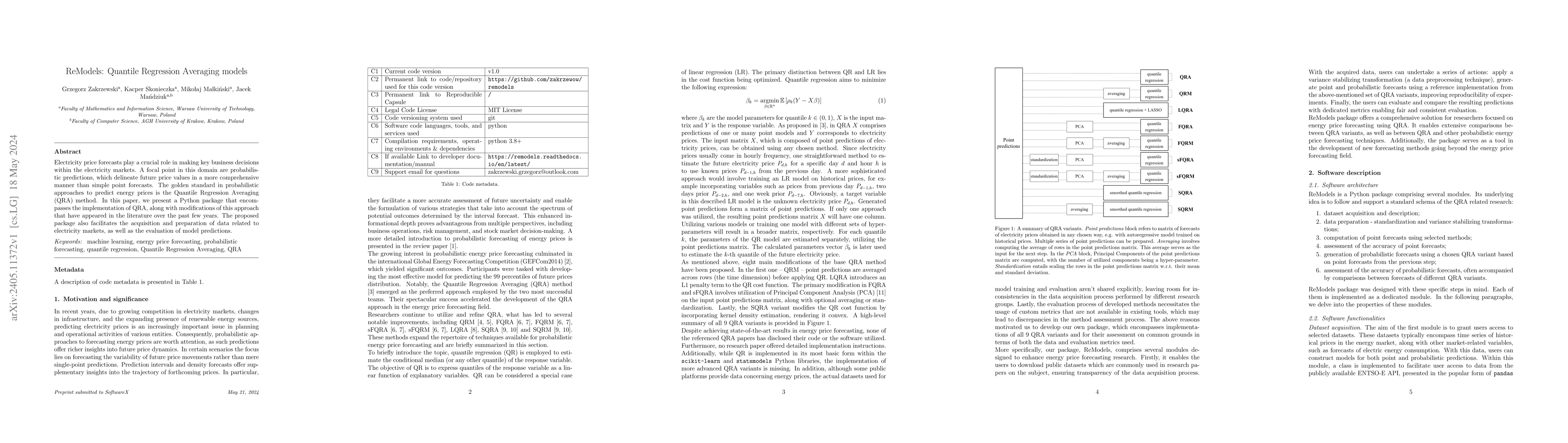 Thumbnail for ReModels: Quantile Regression Averaging models