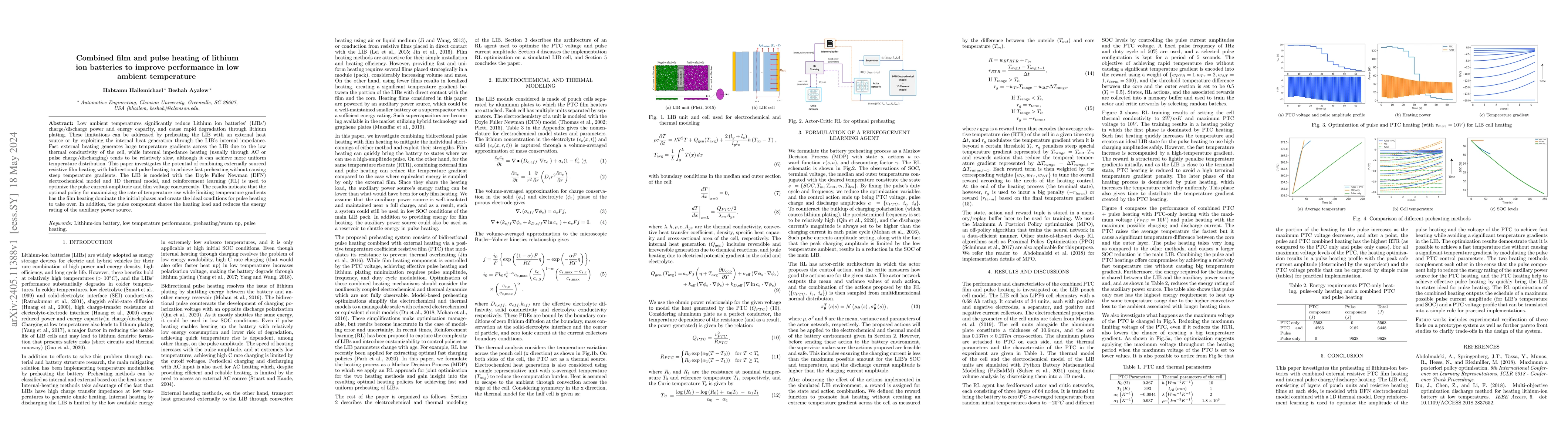 Thumbnail for Combined film and pulse heating of lithium ion batteries to improve
  performance in low ambient temperature