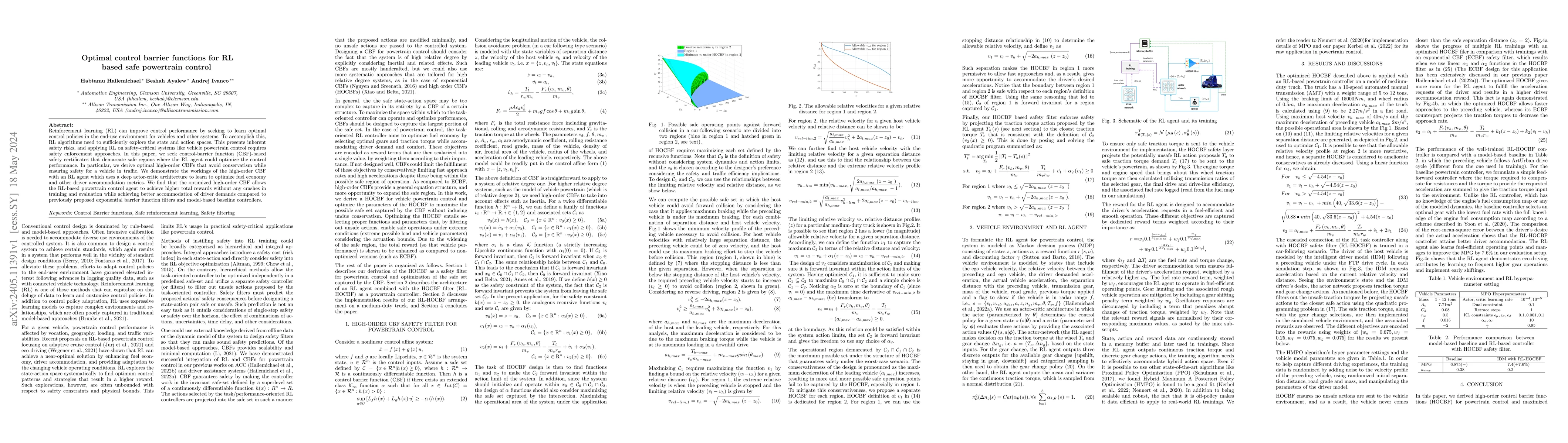 Thumbnail for Optimal control barrier functions for RL based safe powertrain control