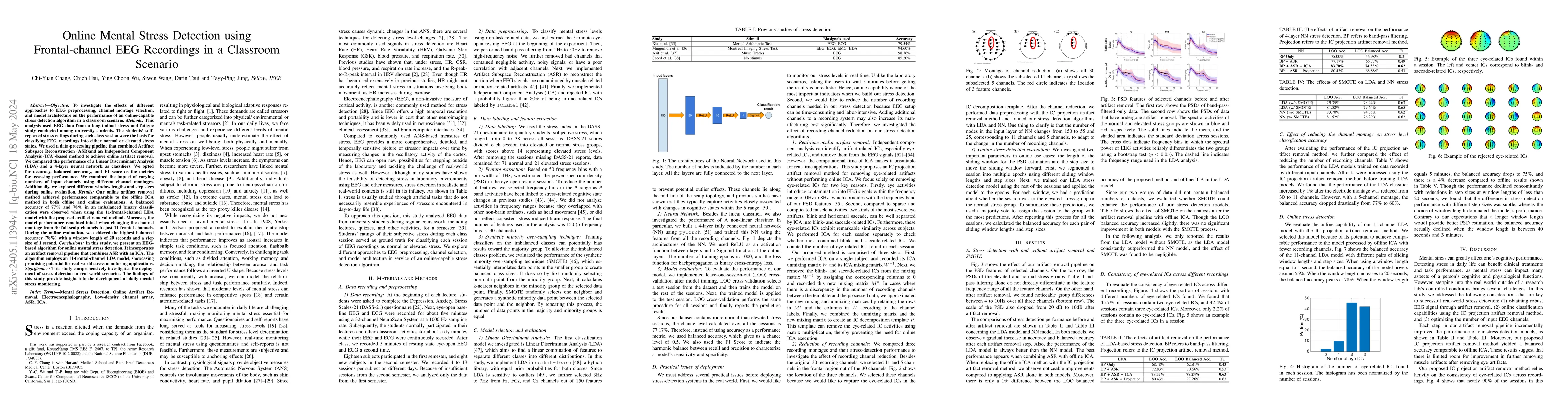 Thumbnail for Online Mental Stress Detection Using Frontal-channel EEG Recordings in a
  Classroom Scenario