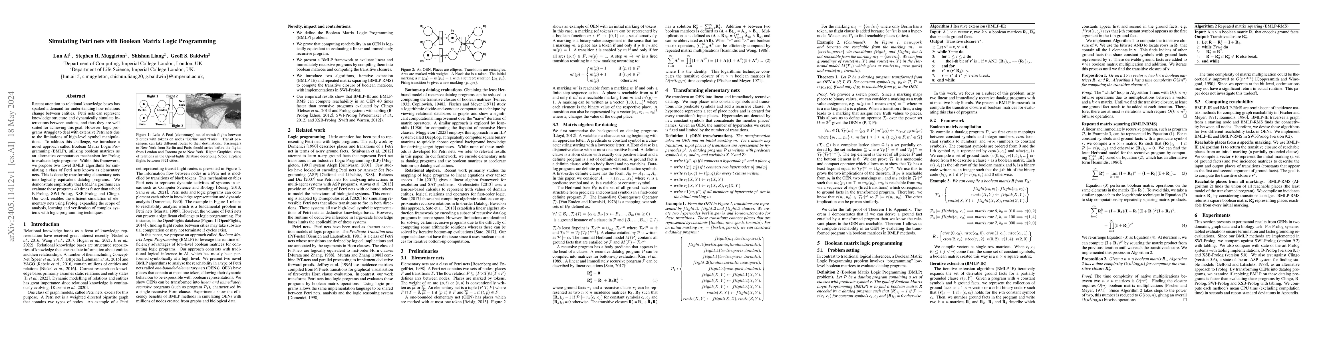 Thumbnail for Simulating Petri nets with Boolean Matrix Logic Programming