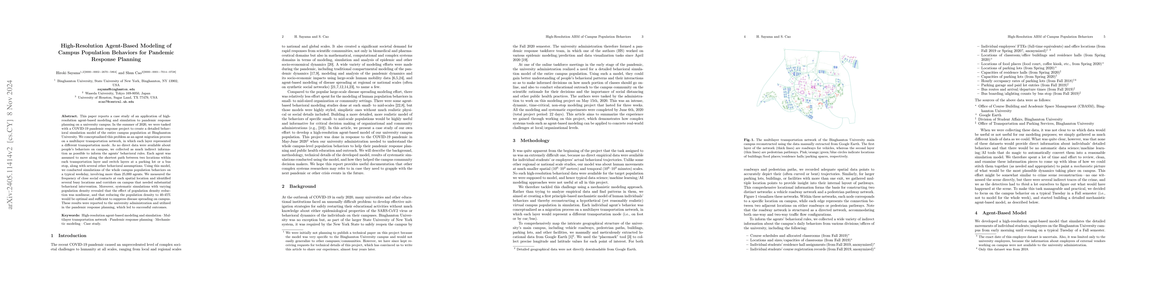 Thumbnail for High-Resolution Agent-Based Modeling of Campus Population Behaviors for
  Pandemic Response Planning