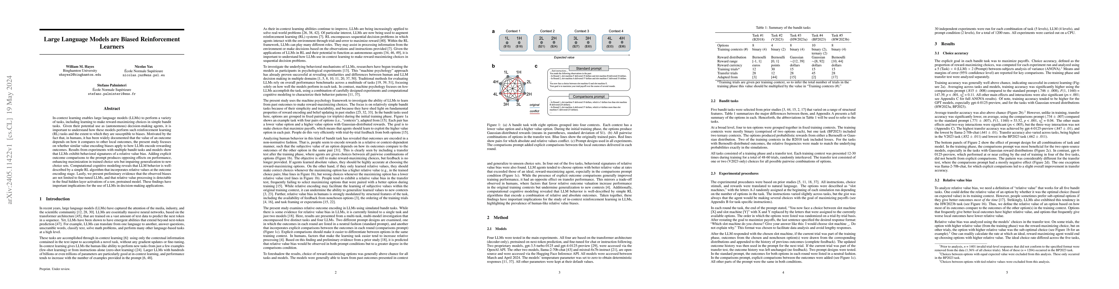 Thumbnail for Large Language Models are Biased Reinforcement Learners