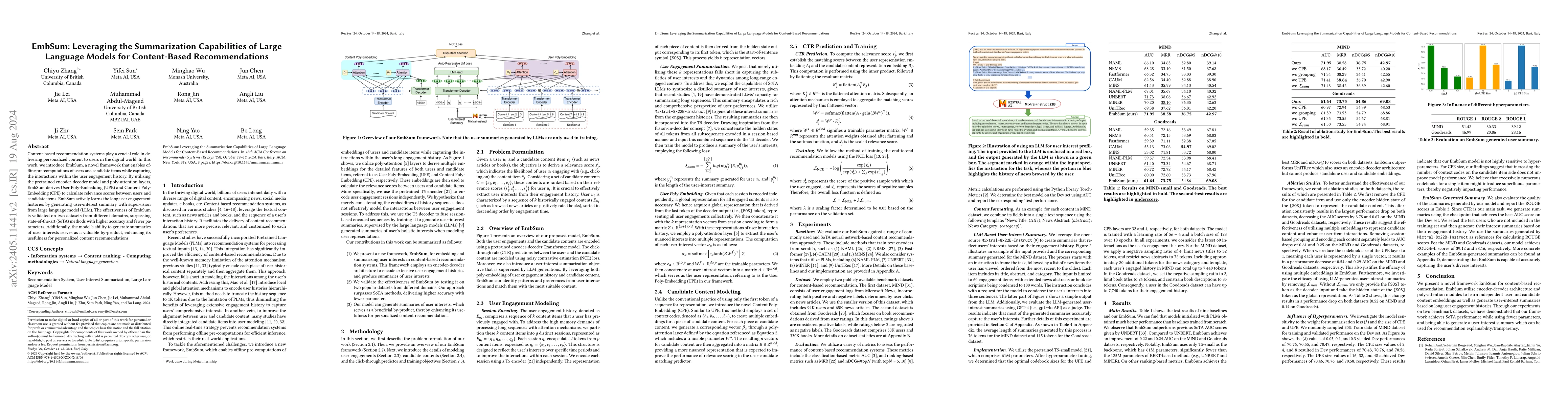 Thumbnail for EmbSum: Leveraging the Summarization Capabilities of Large Language
  Models for Content-Based Recommendations