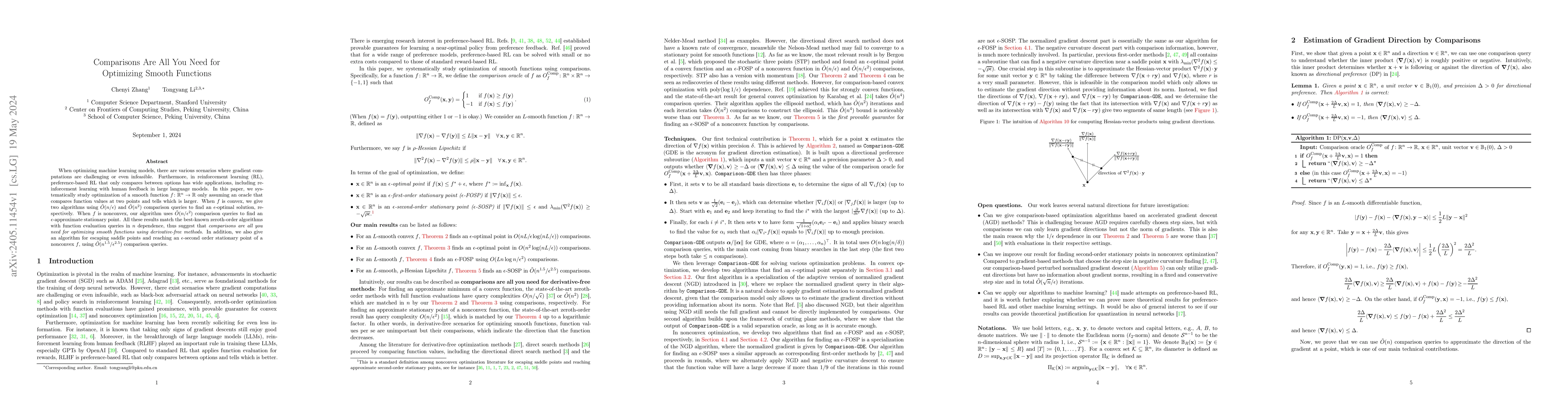 Thumbnail for Comparisons Are All You Need for Optimizing Smooth Functions