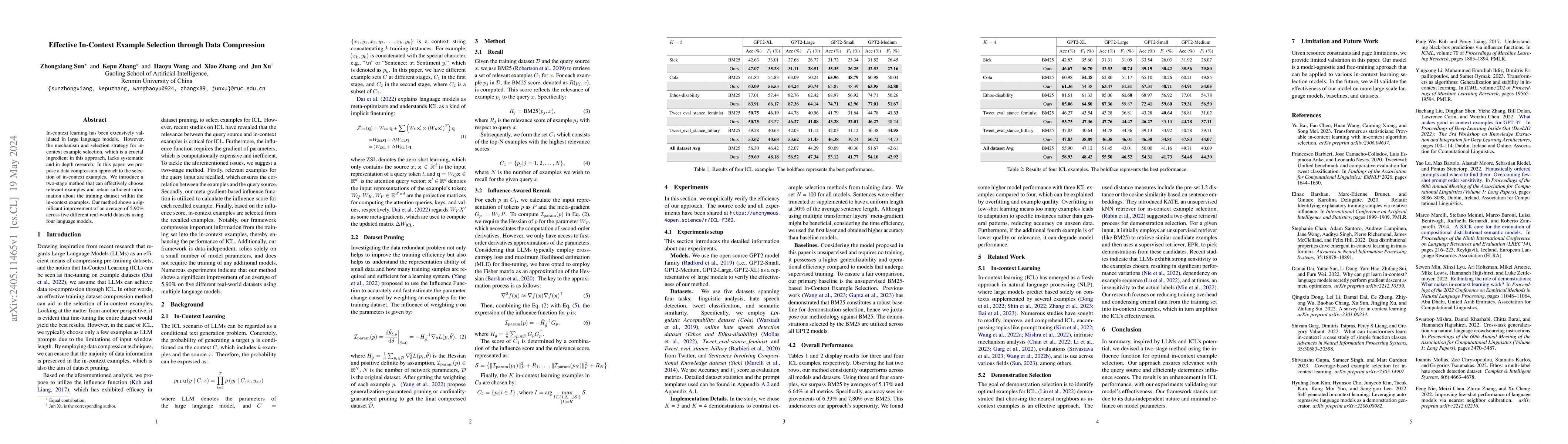Thumbnail for Effective In-Context Example Selection through Data Compression