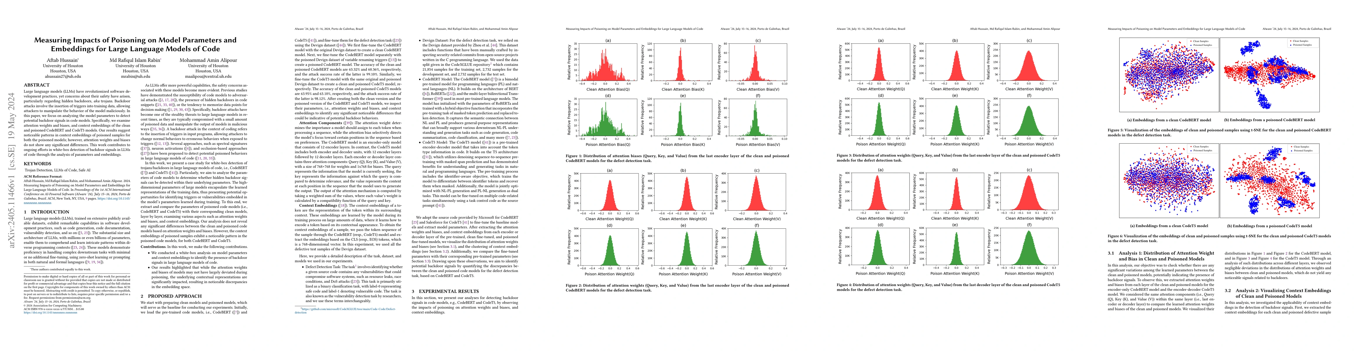 Thumbnail for Measuring Impacts of Poisoning on Model Parameters and Embeddings for
  Large Language Models of Code