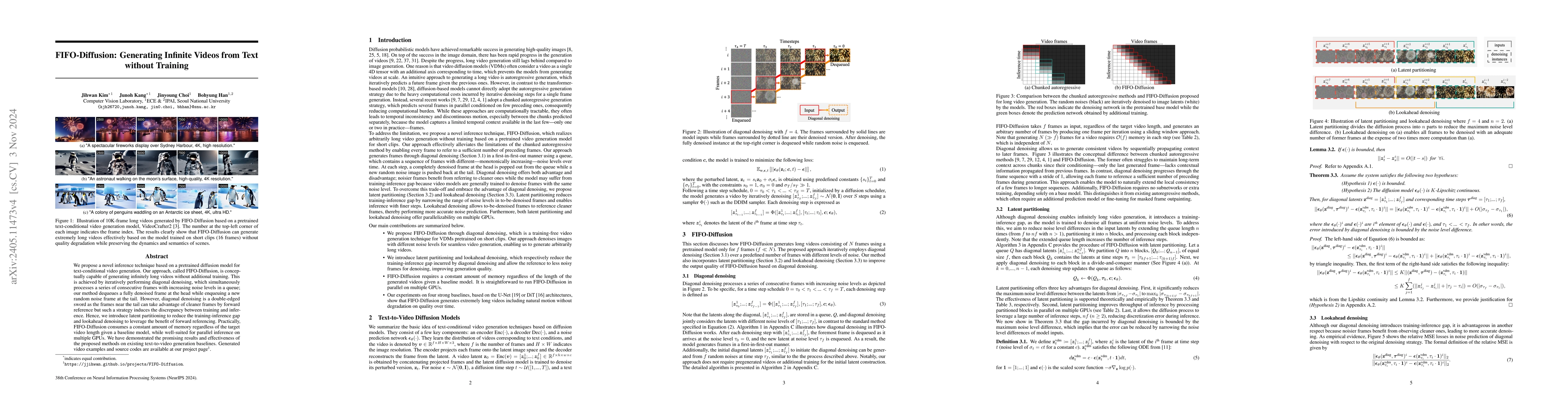 Thumbnail for FIFO-Diffusion: Generating Infinite Videos from Text without Training