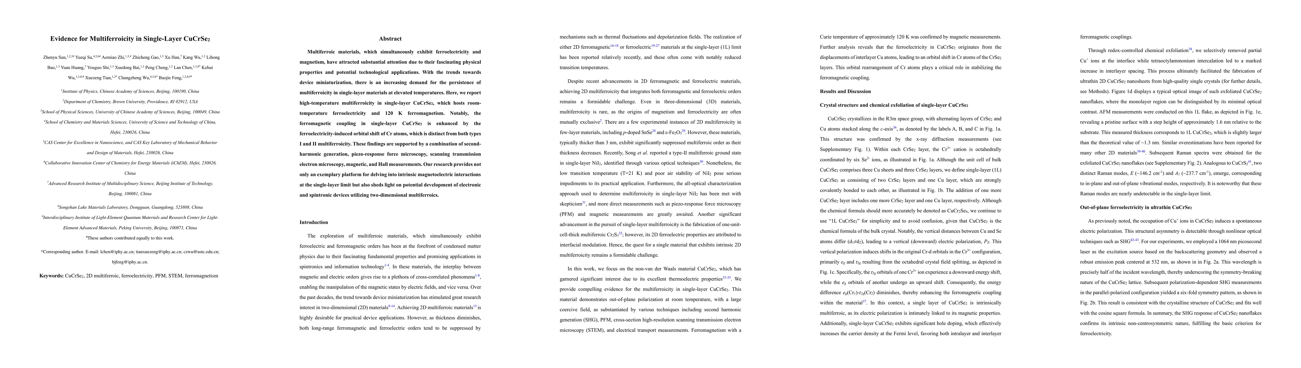 Thumbnail for Evidence for Multiferroicity in Single-Layer CuCrSe$_2$
