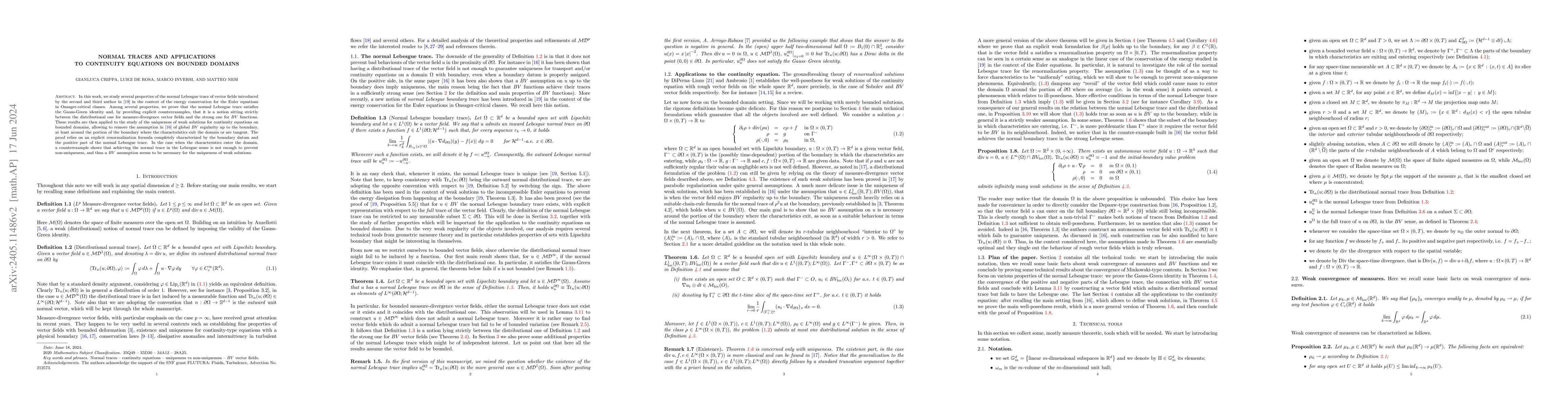 Thumbnail for Normal traces and applications to continuity equations on bounded
  domains