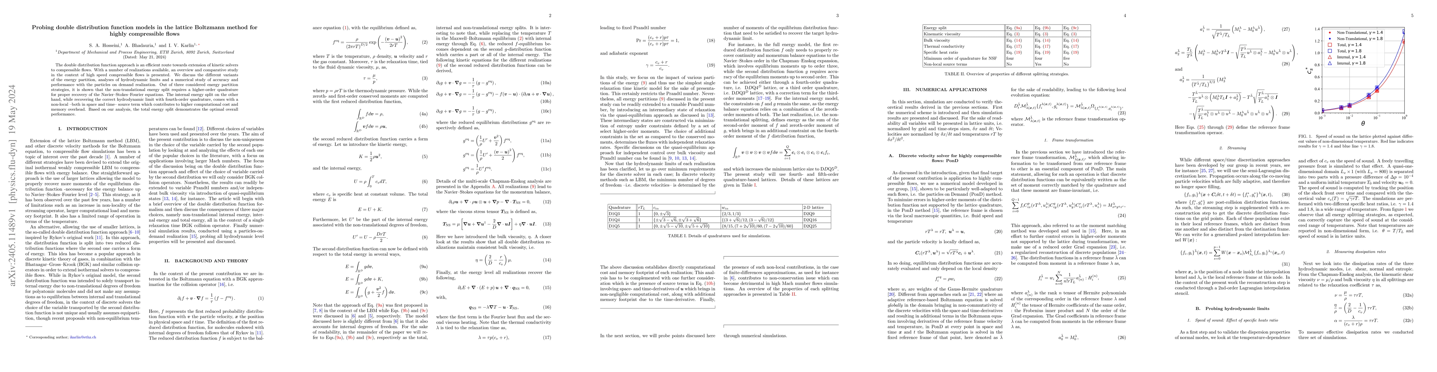 Thumbnail for Probing double distribution function models in the lattice Boltzmann
  method for highly compressible flows