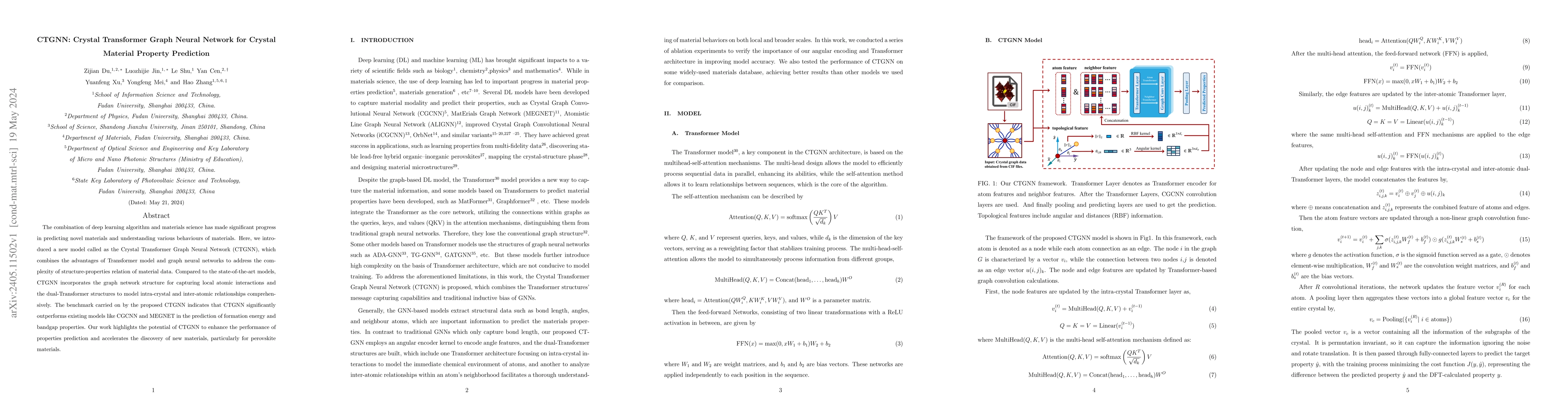 Thumbnail for CTGNN: Crystal Transformer Graph Neural Network for Crystal Material
  Property Prediction