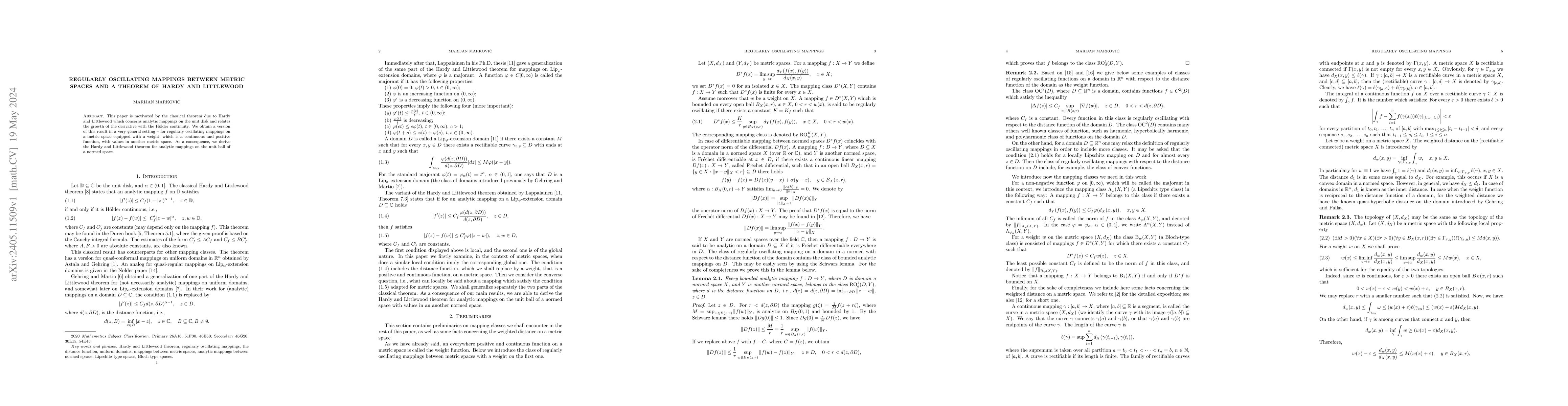 Thumbnail for Regularly oscillating mappings between metric spaces and a theorem of
  Hardy and Littlewood