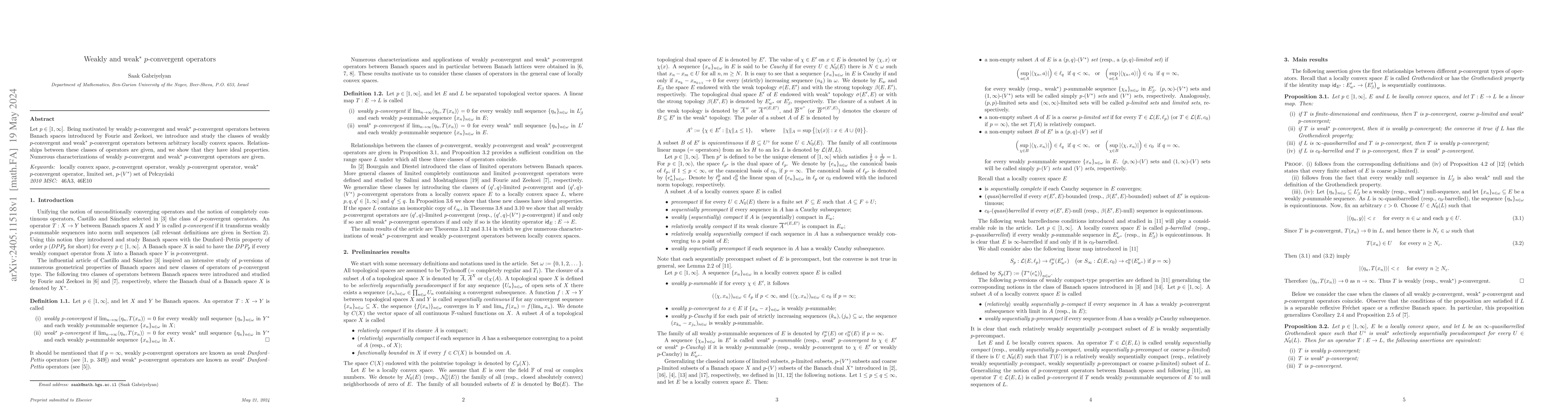 Thumbnail for Weakly and weak$^\ast$ $p$-convergent operators