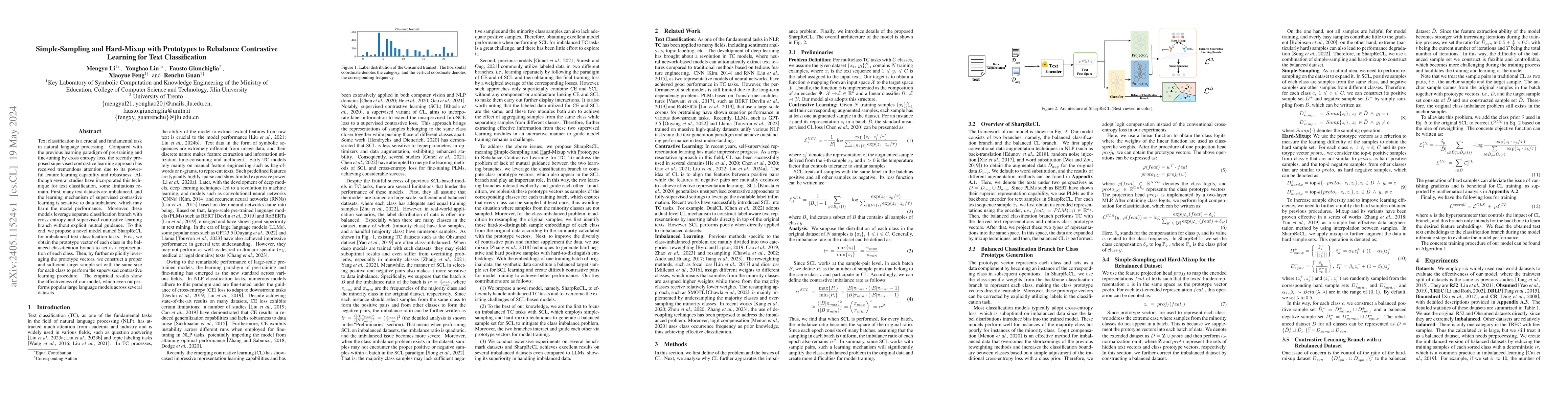 Thumbnail for Simple-Sampling and Hard-Mixup with Prototypes to Rebalance Contrastive
  Learning for Text Classification