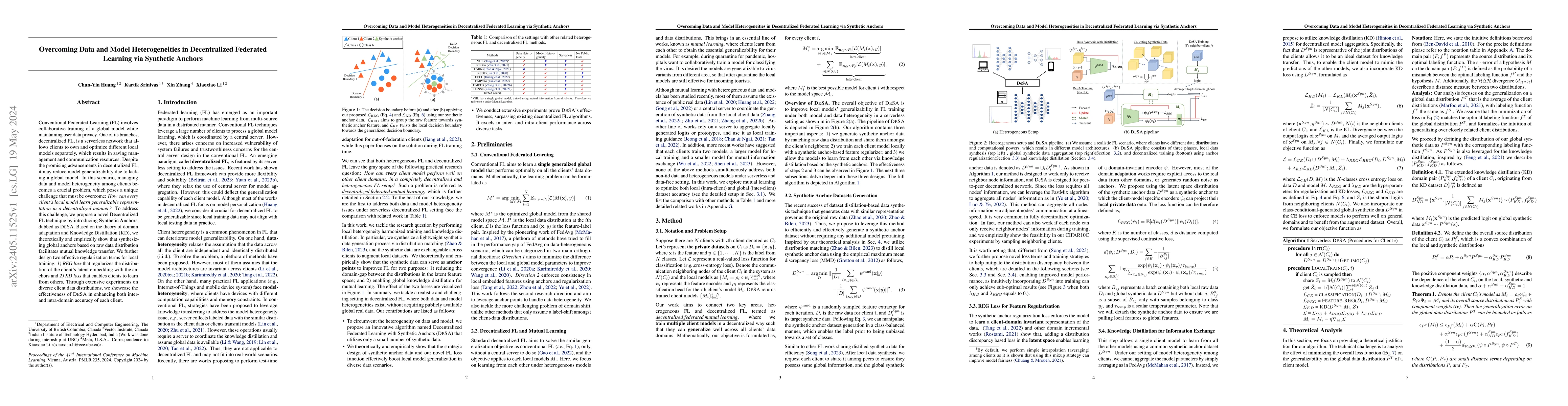Thumbnail for Overcoming Data and Model Heterogeneities in Decentralized Federated
  Learning via Synthetic Anchors