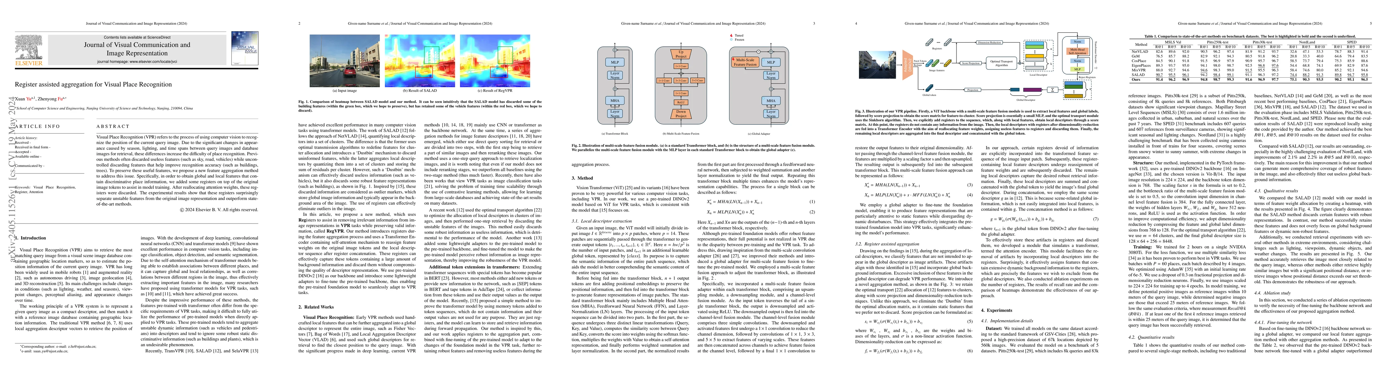 Thumbnail for Register assisted aggregation for Visual Place Recognition