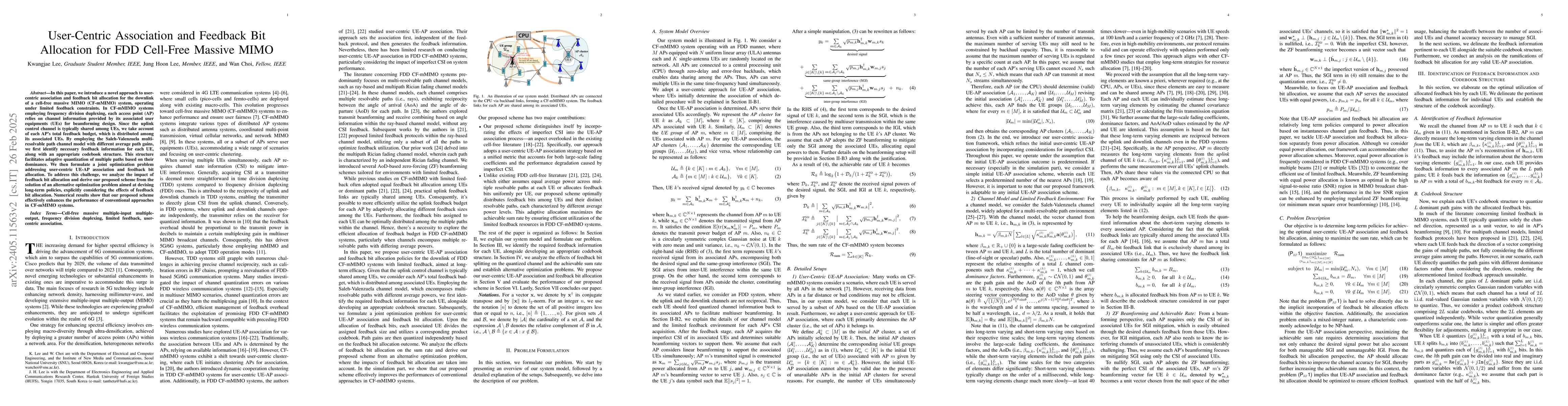 Thumbnail for User-Centric Association and Feedback Bit Allocation for FDD Cell-Free
  Massive MIMO