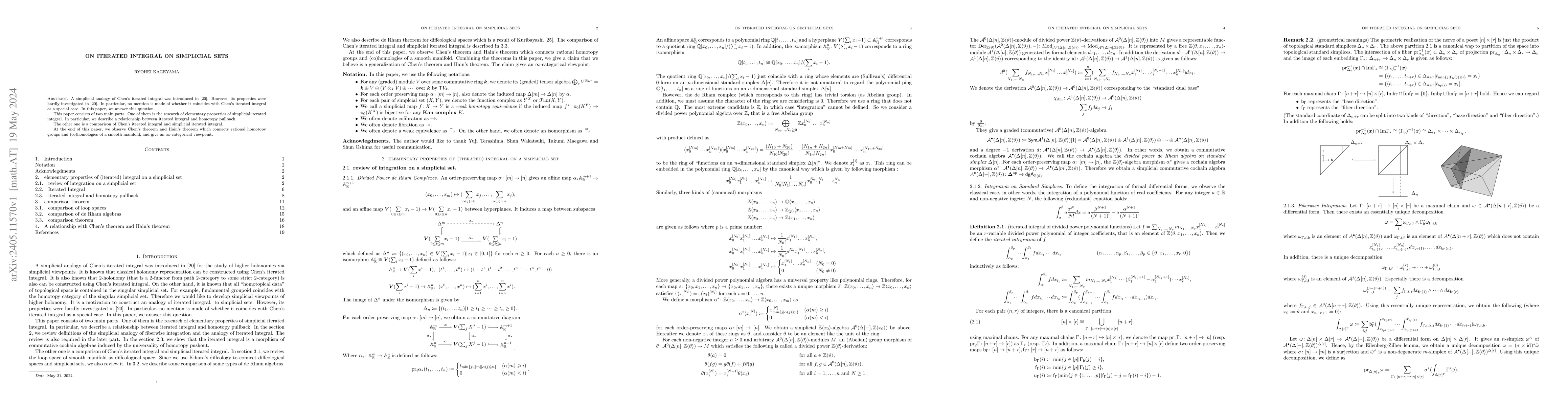 Thumbnail for On Iterated Integral on Simplicial Sets