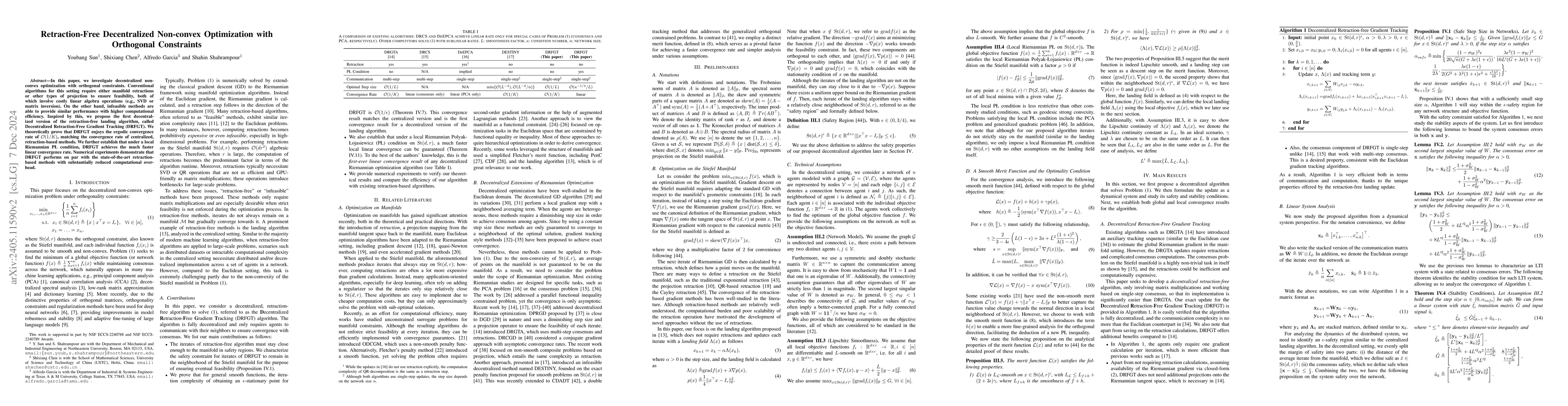 Thumbnail for Global Convergence of Decentralized Retraction-Free Optimization on the
  Stiefel Manifold