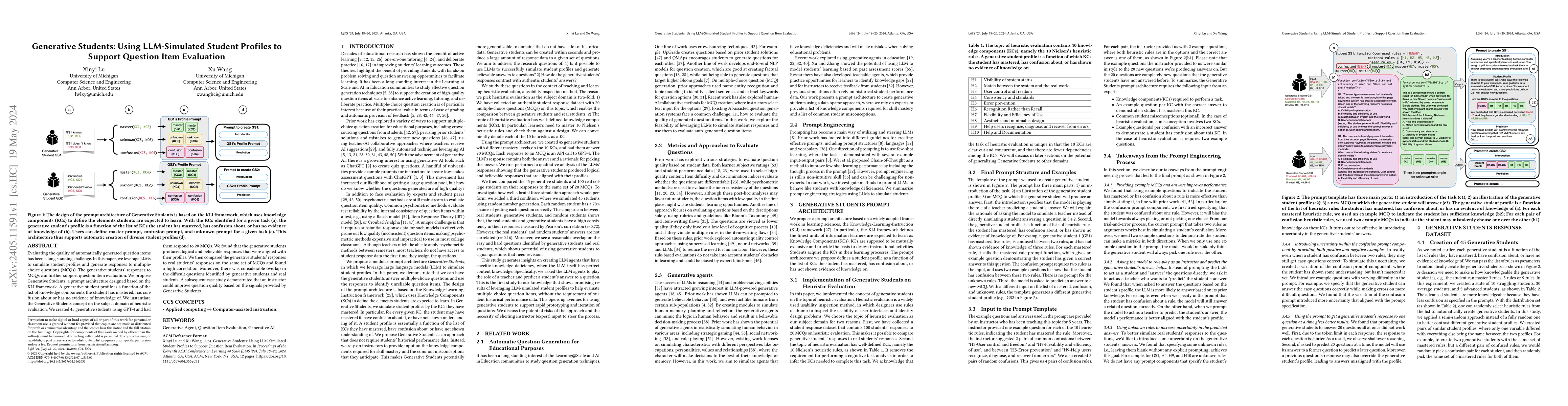 Thumbnail for Generative Students: Using LLM-Simulated Student Profiles to Support
  Question Item Evaluation