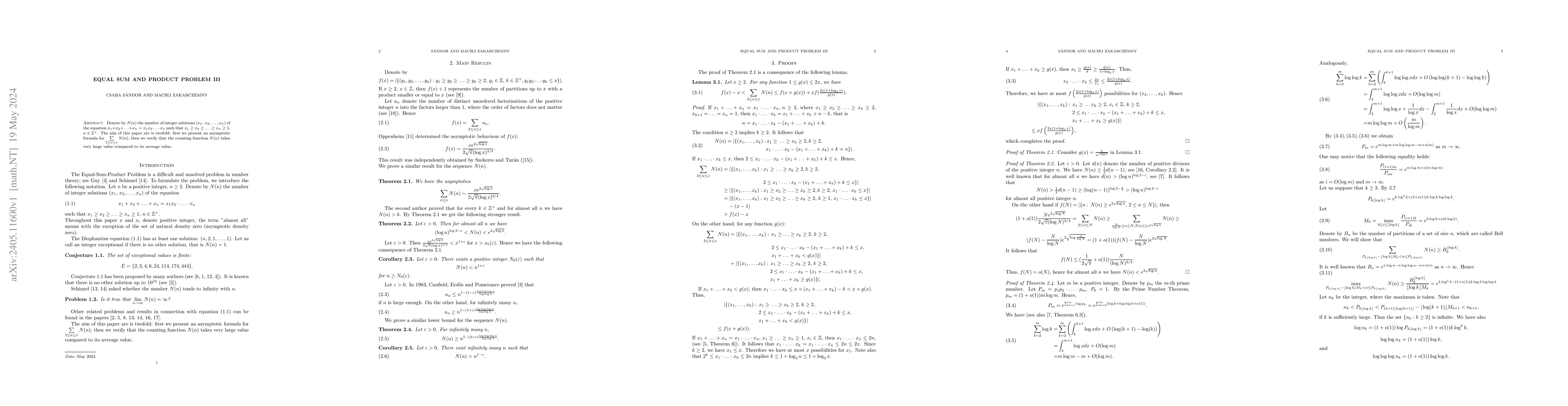 Thumbnail for Equal Sum and Product Problem III