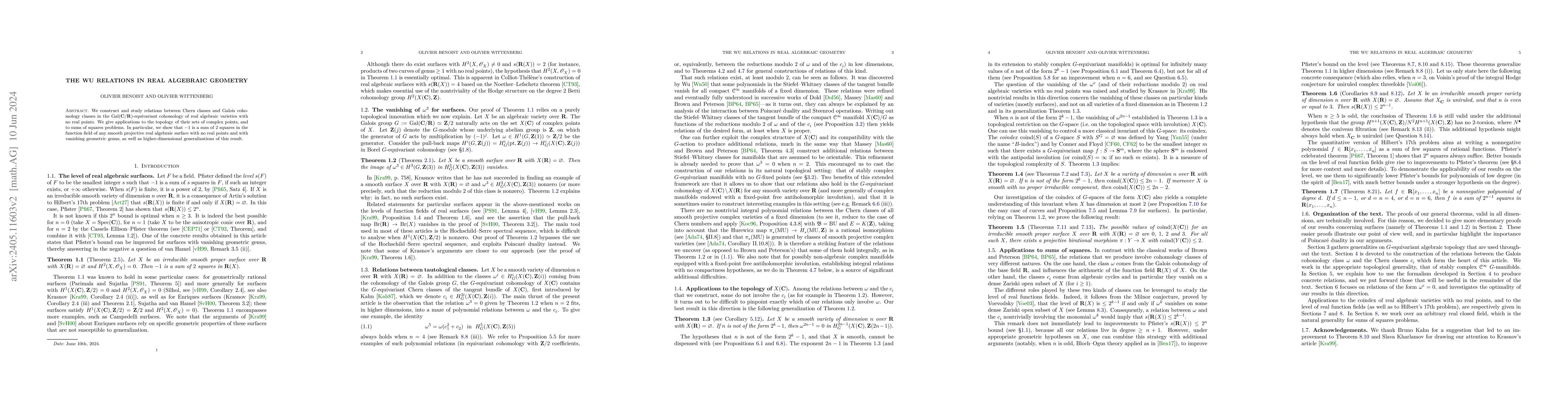 Thumbnail for The Wu relations in real algebraic geometry