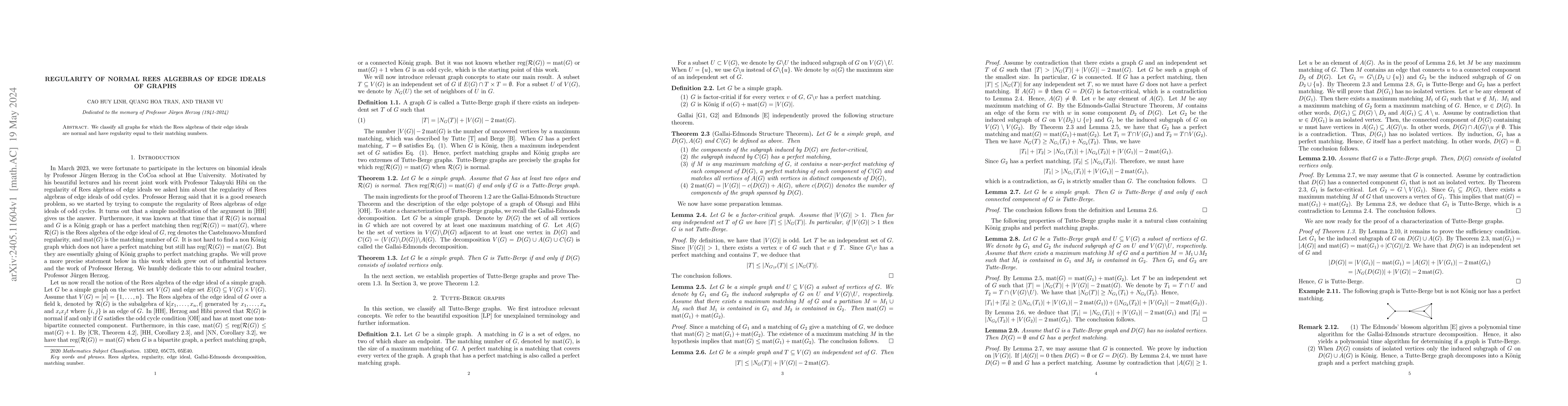 Thumbnail for Regularity of normal Rees algebras of edge ideals of graphs