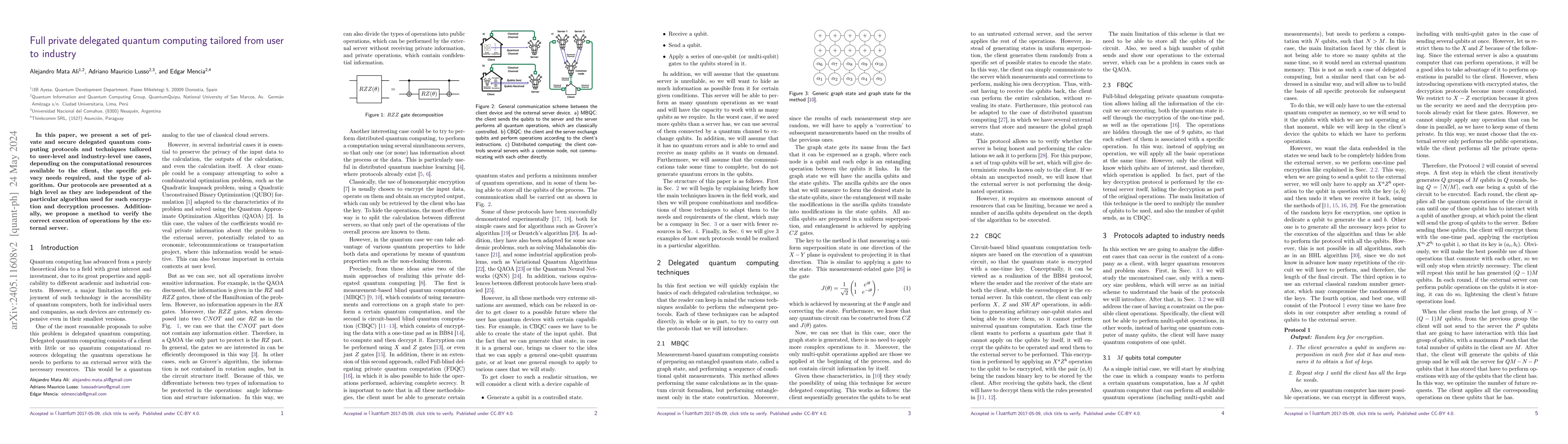 Thumbnail for Full private delegated quantum computing tailored from user to industry